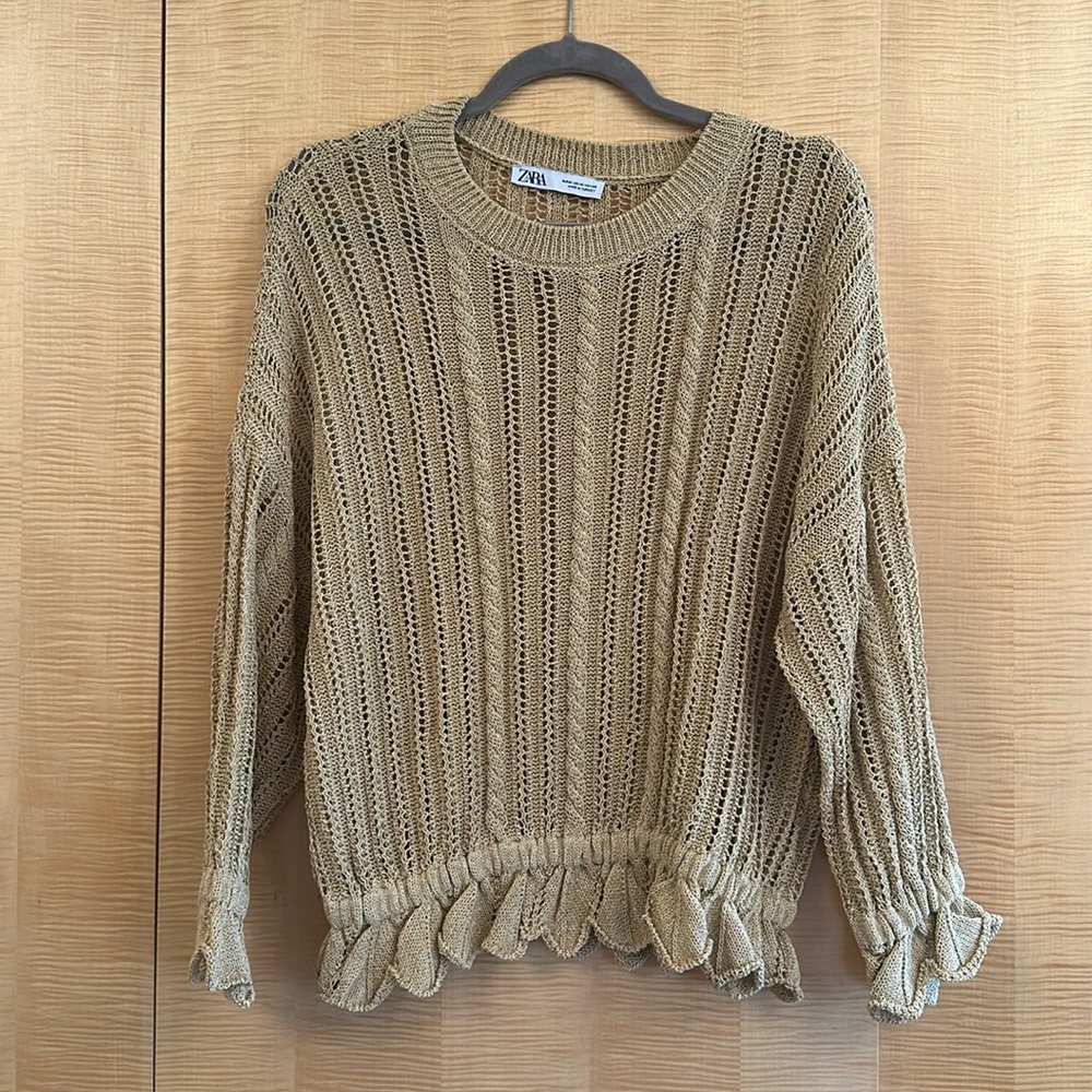 Zara knit sweater with ruffle detail